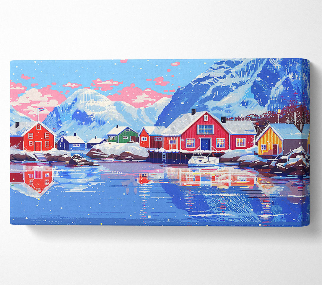  A Canvas Print of Blue Pixelated Harbor Canvas Print