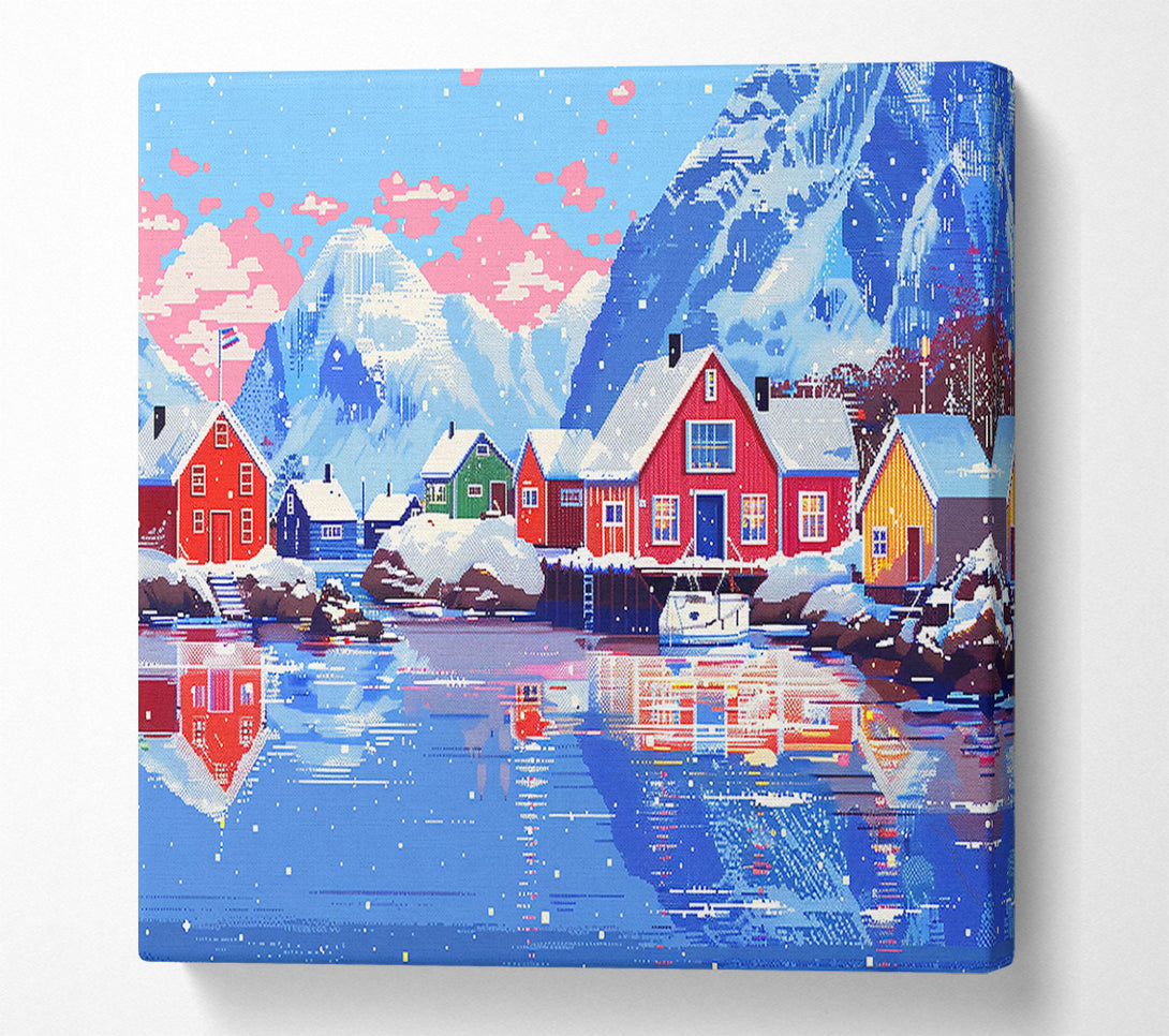  A Canvas Print of Blue Pixelated Harbor Canvas Print