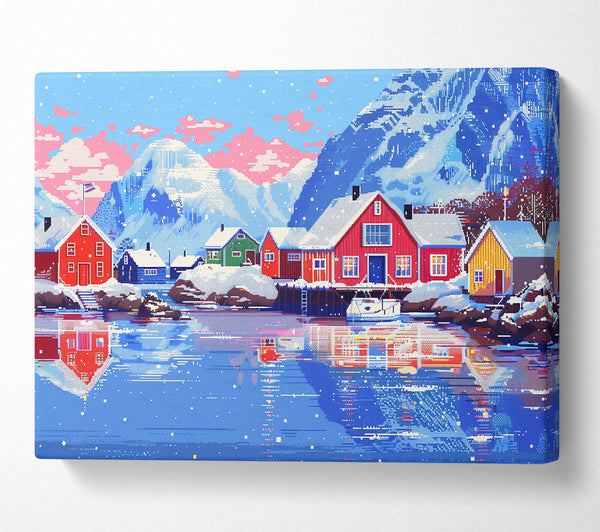  A Canvas Print of Blue Pixelated Harbor Canvas Print