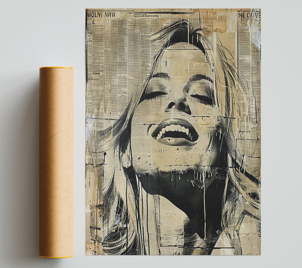 Beige Newspaper Laugh Giclee Print