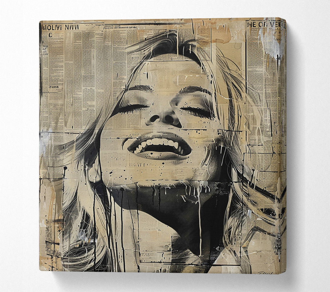  A Canvas Print of Beige Newspaper Laugh Canvas Wall Art
