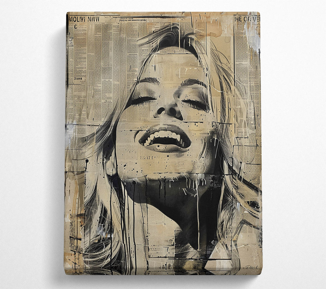  A Canvas Print of Beige Newspaper Laugh Canvas Wall Art