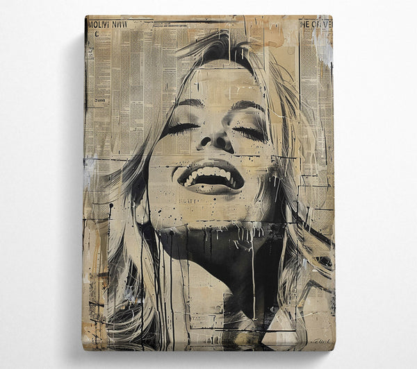  A Canvas Print of Beige Newspaper Laugh Canvas Wall Art