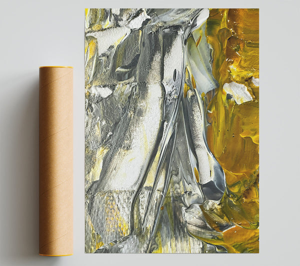 Golden Grey Abstract Giclee Print