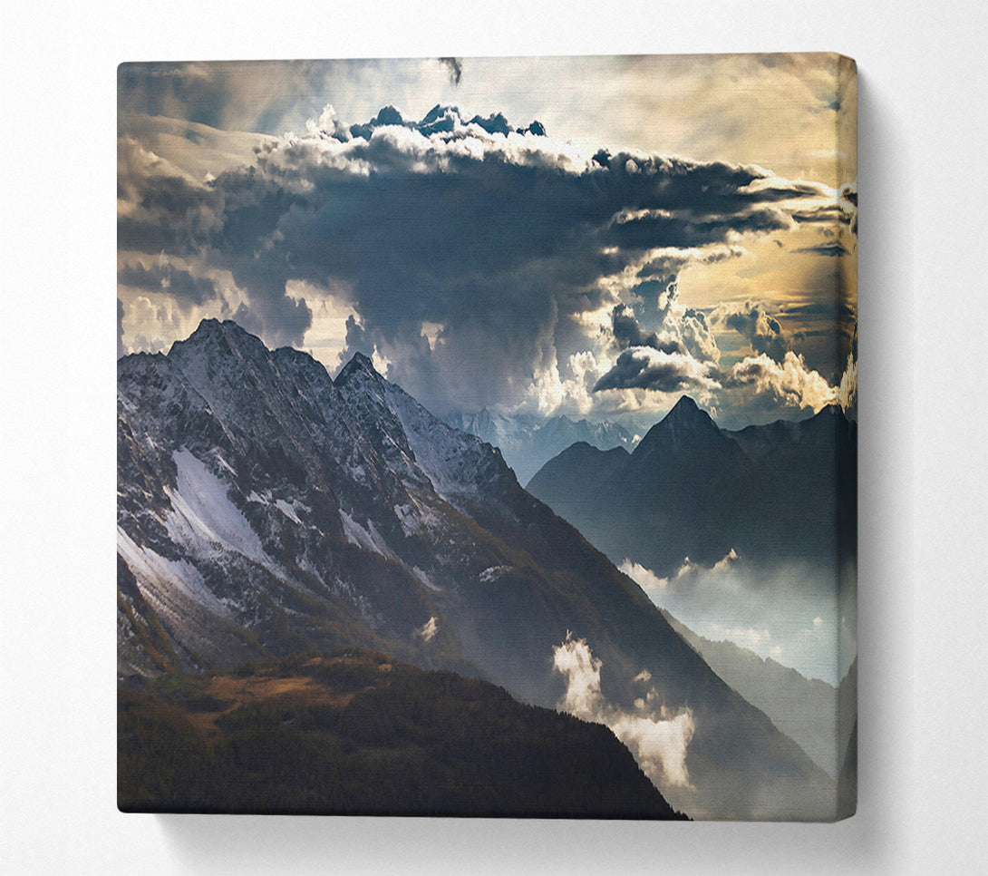  A Canvas Print of Gray Clouds Over Peaks Canvas Art