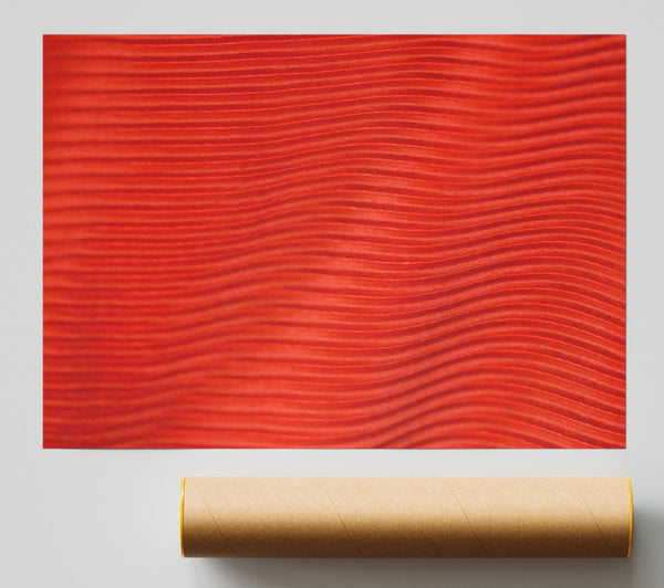 Crimson Pleated Waves Poster