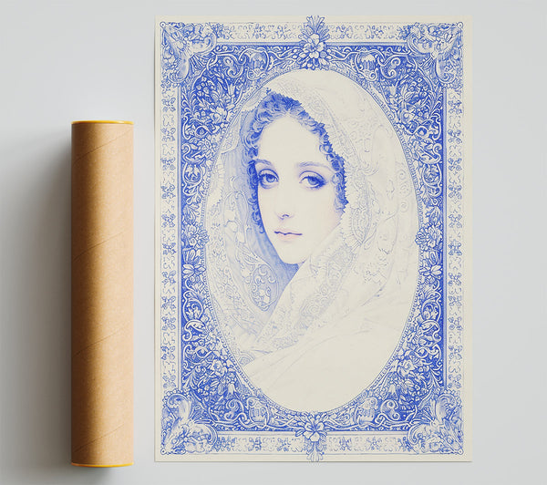 Cerulean Veil Portrait Poster