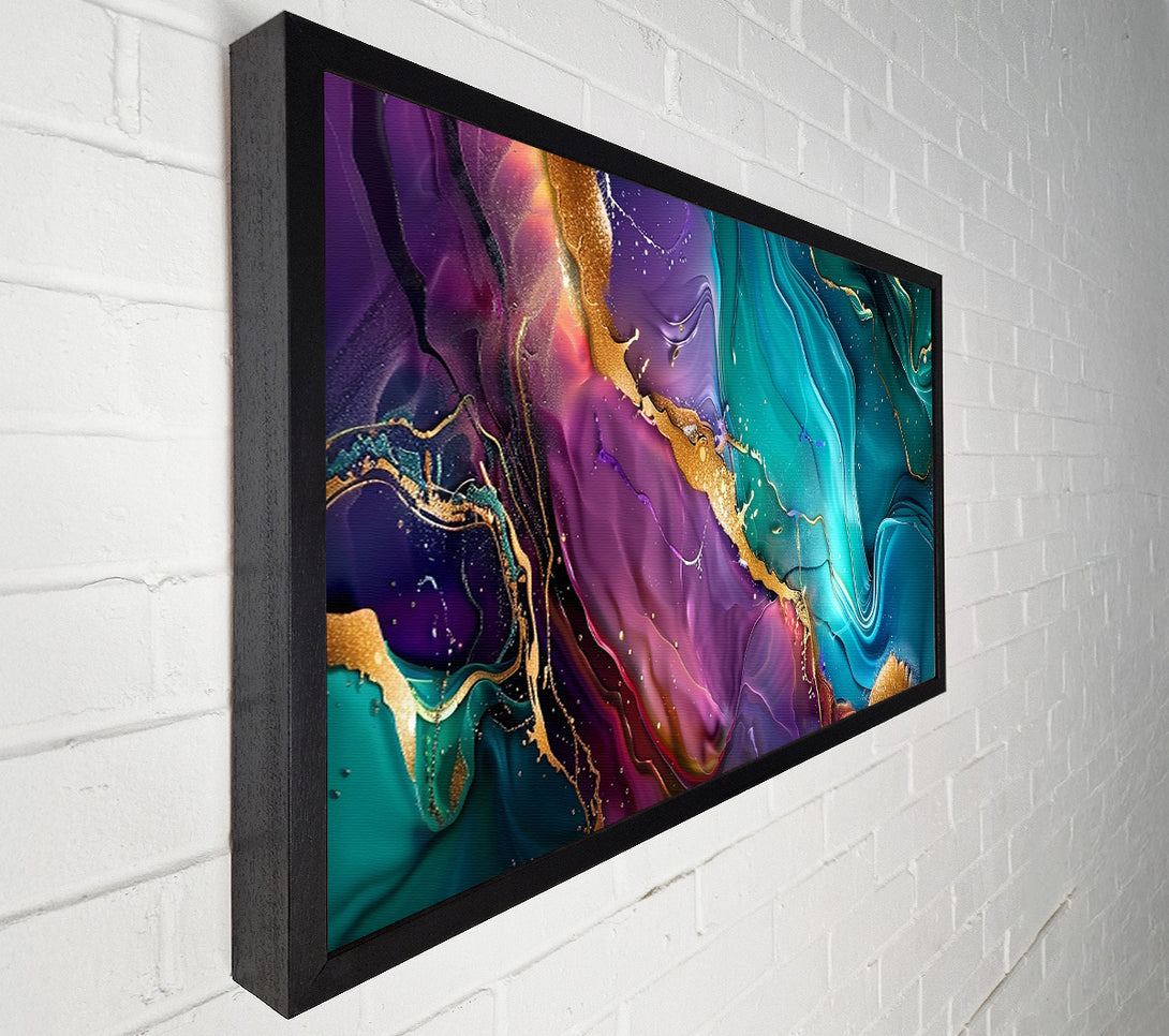  A Canvas Print of Teal Golden Swirls Canvas Wall Art