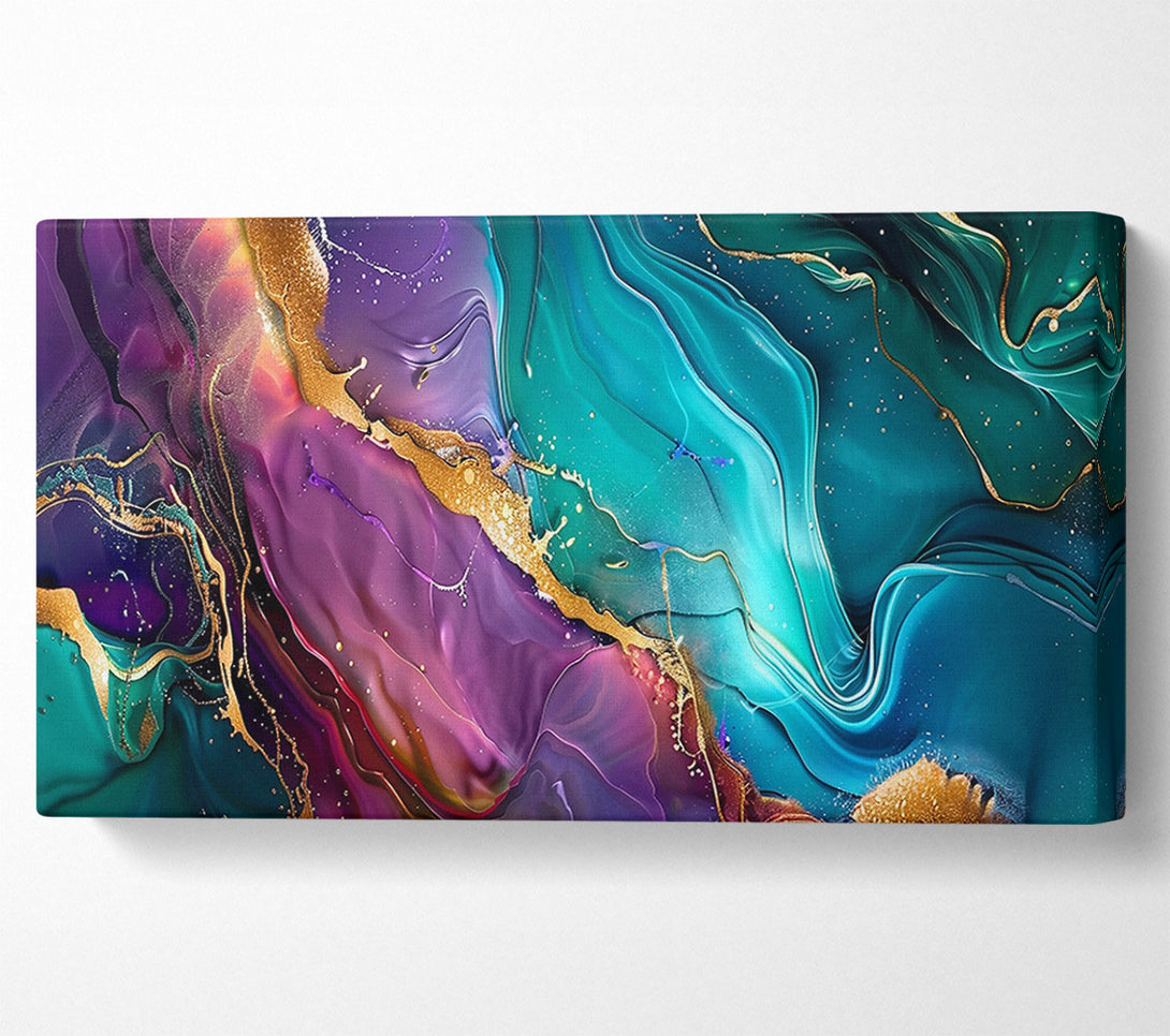 A Canvas Print of Teal Golden Swirls Canvas Wall Art