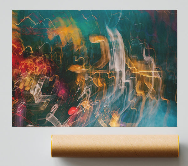Teal And Golden Swirls Giclee Print