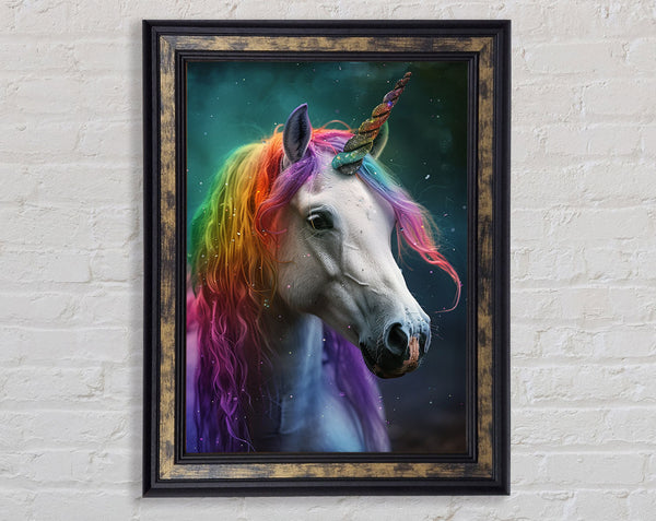 Colourful Unicorn Cute Framed Print