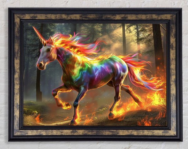 Colourful Unicorn Framed Print