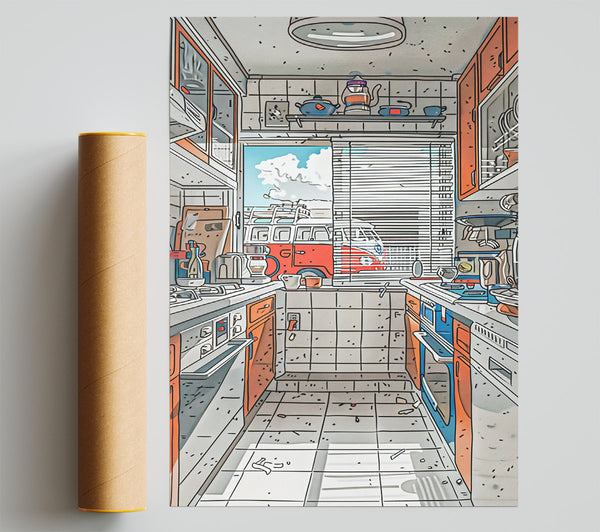 Orange Kitchen View Giclee Print
