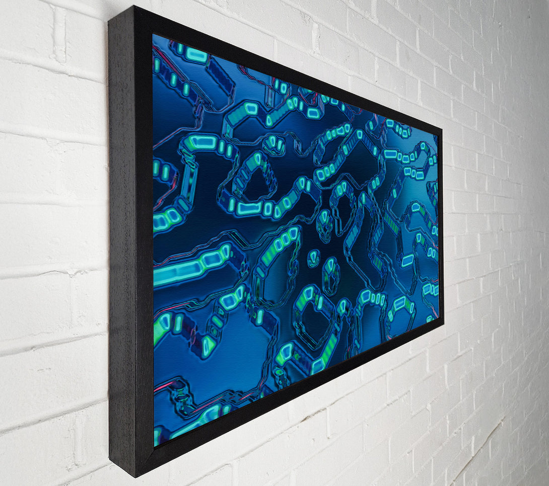  A Canvas Print of Azure Circuitry Flow Canvas Print