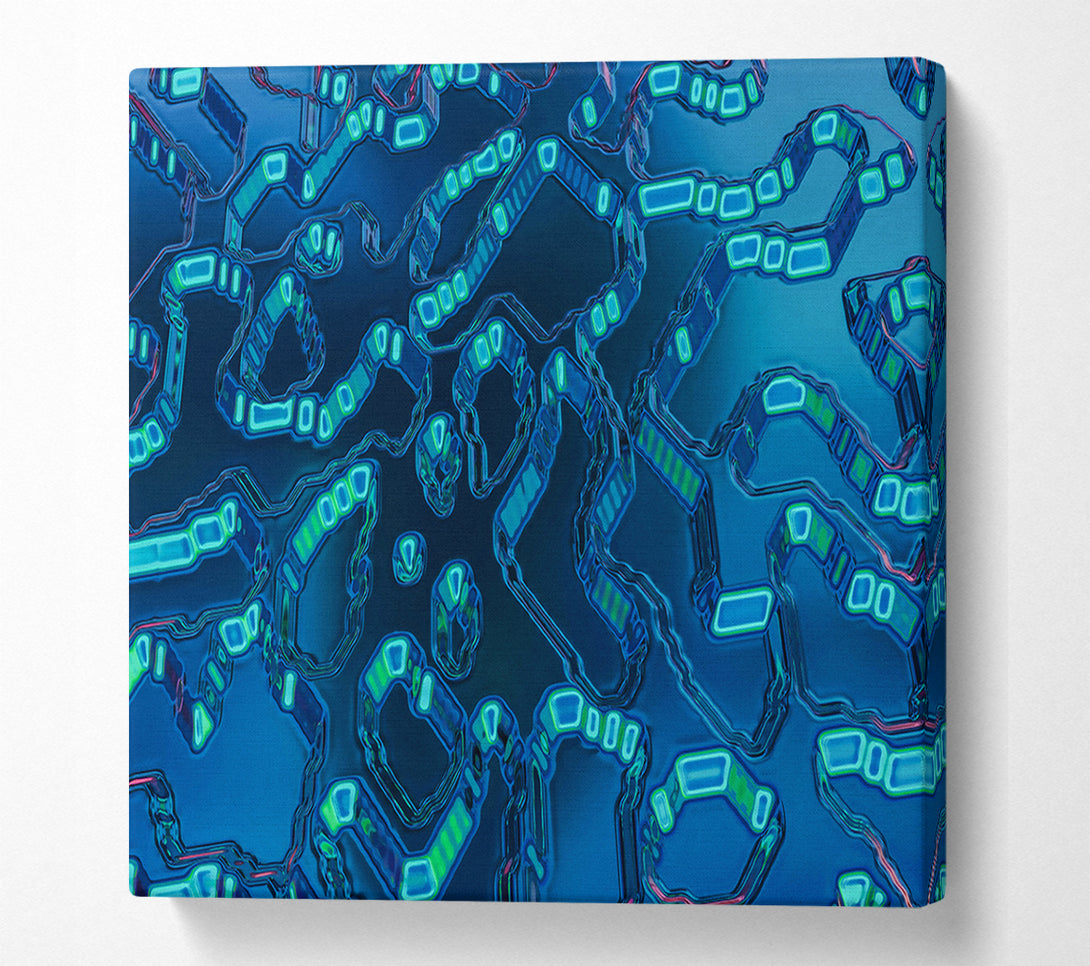  A Canvas Print of Azure Circuitry Flow Canvas Print