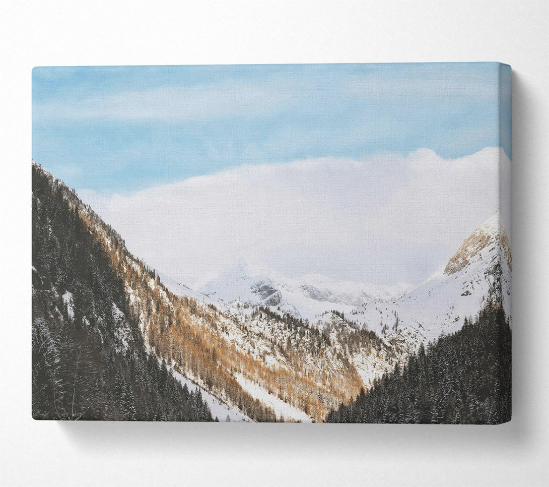  A Canvas Print of Blue Sky Mountain Range Canvas Wall Art