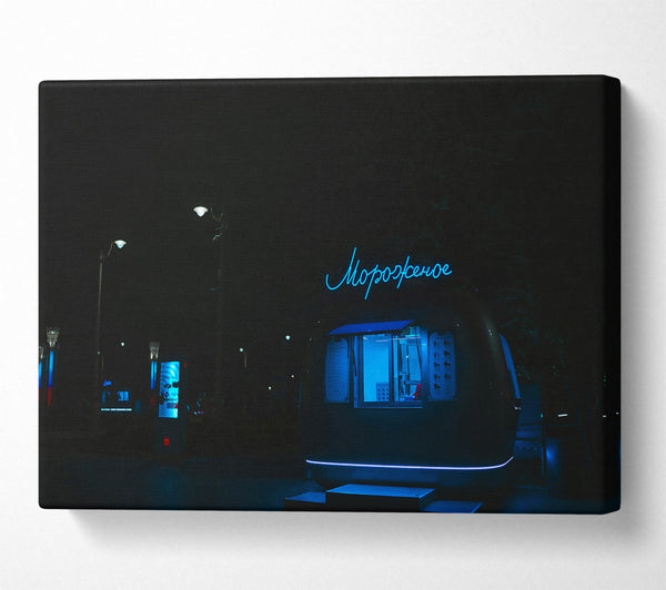  A Canvas Print of Blue Neon Ice Cream Canvas Art