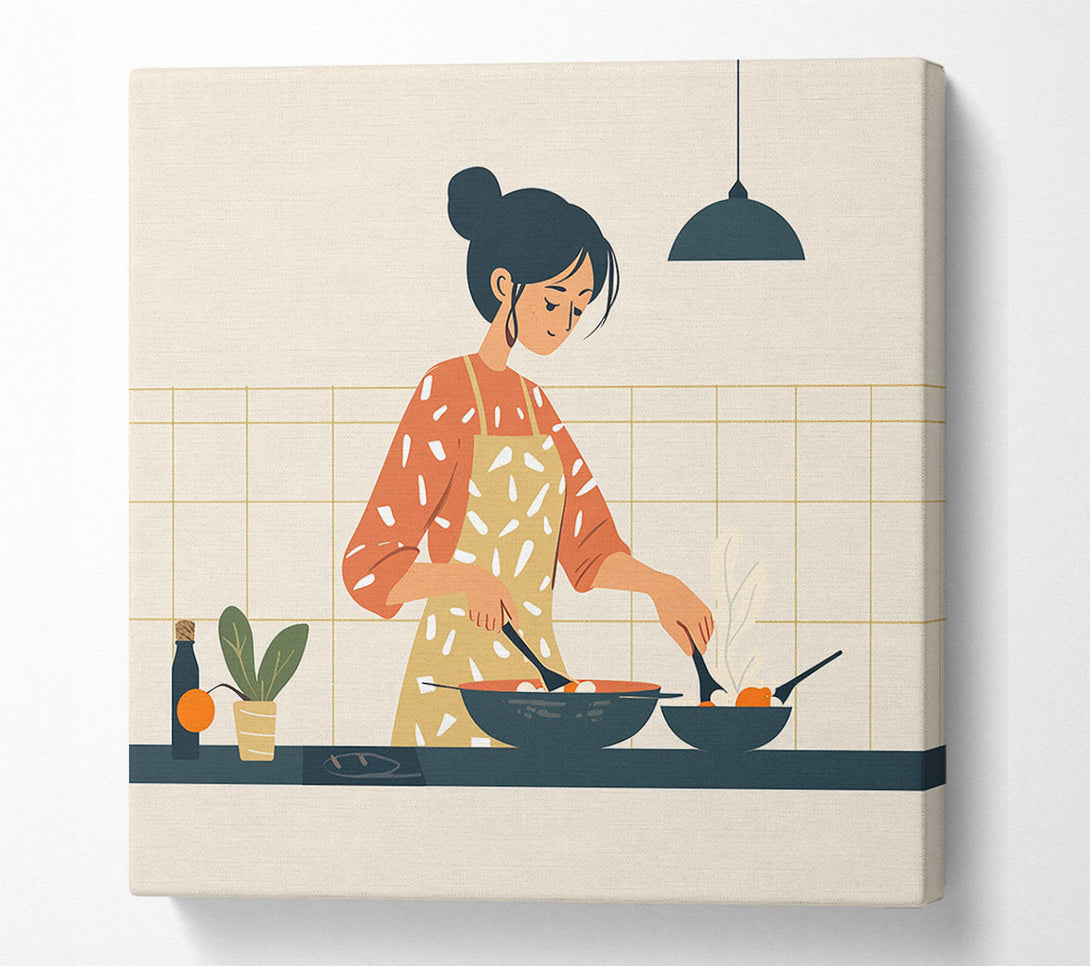  A Canvas Print of Cooking Dinner Canvas Print