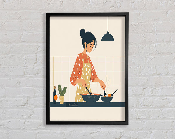 Cooking Dinner Framed Print