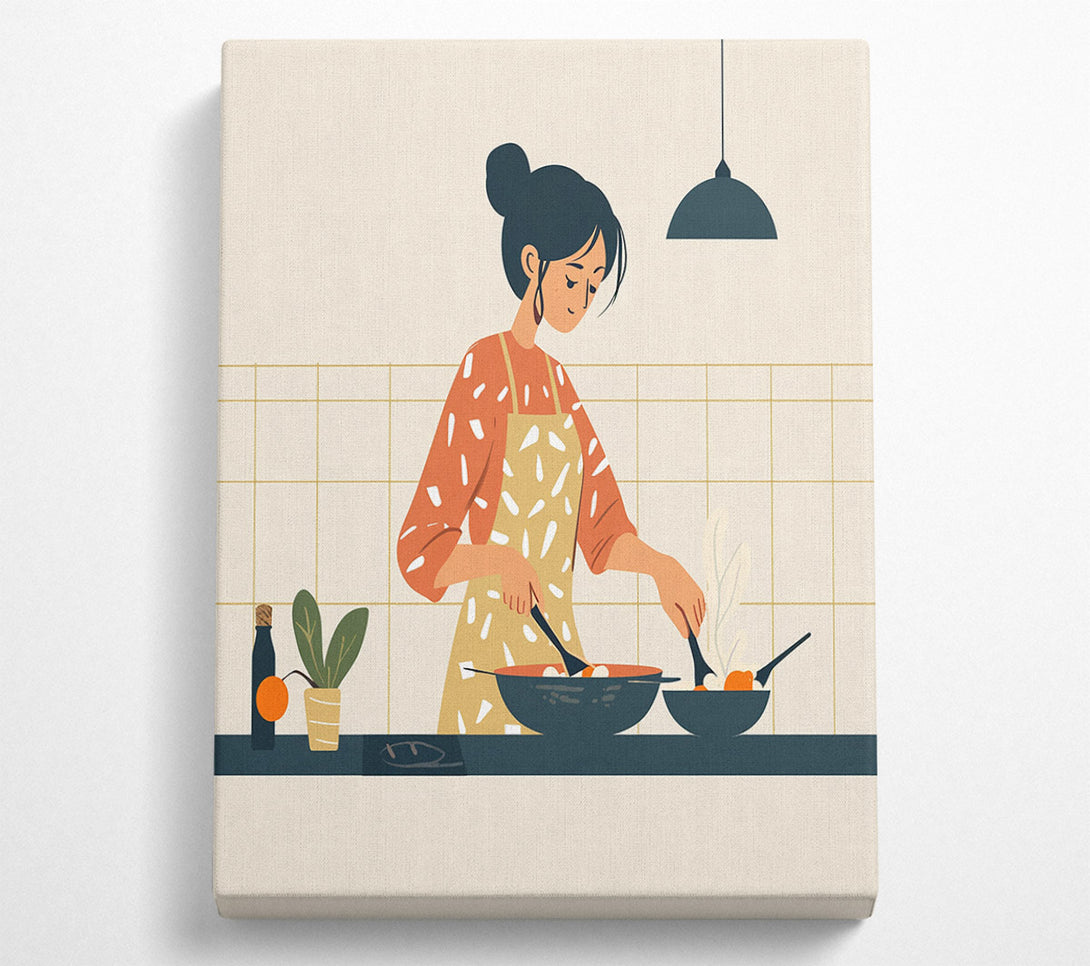  A Canvas Print of Cooking Dinner Canvas Print
