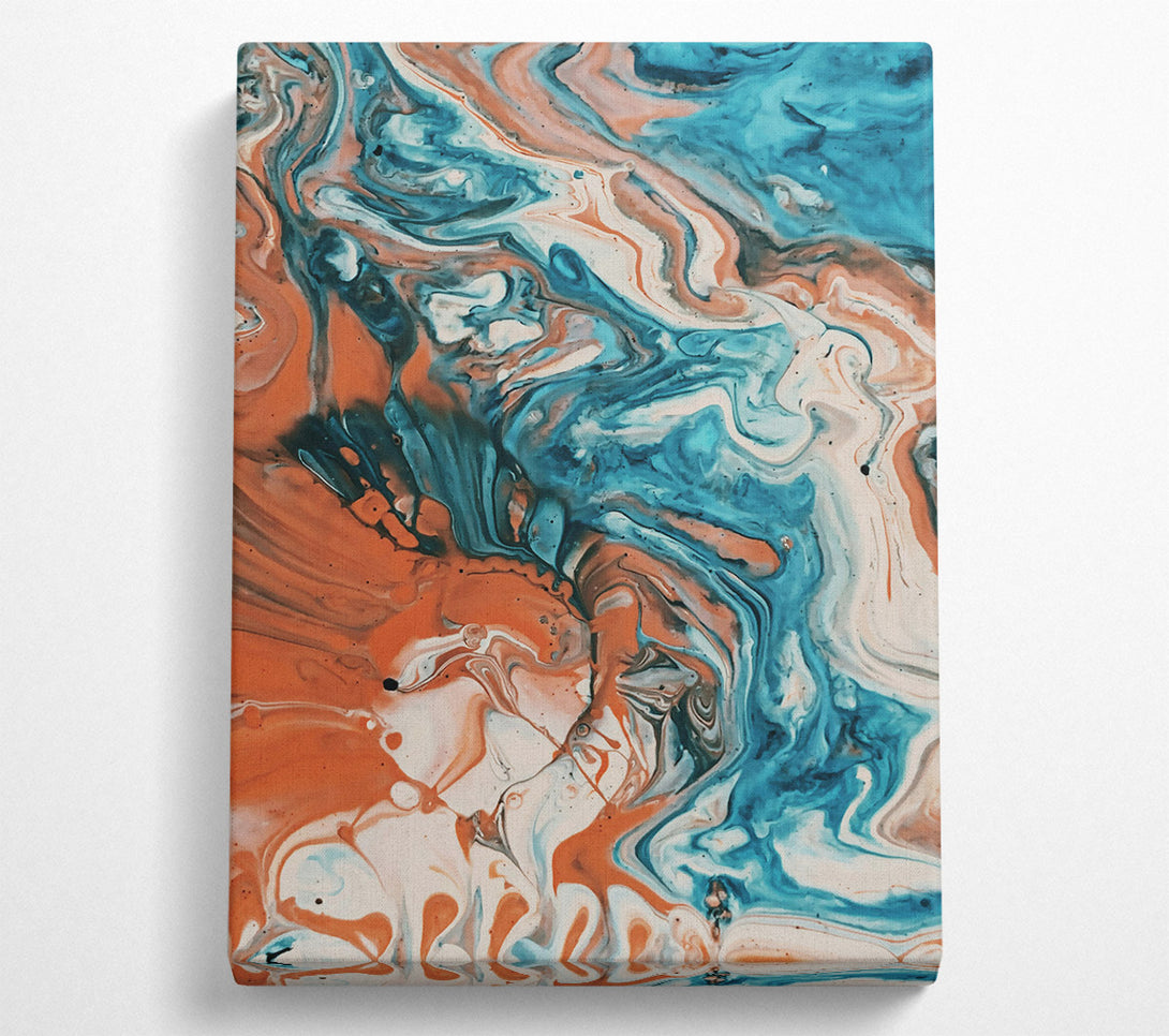 A Canvas Print of Teal Swirling Abstract Canvas Wall Art