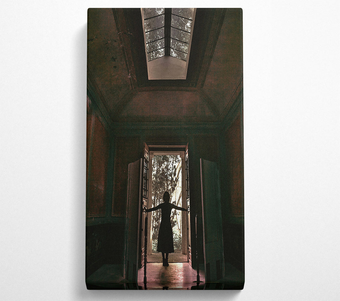  A Canvas Print of Crimson Doorway Silhouette Canvas Art