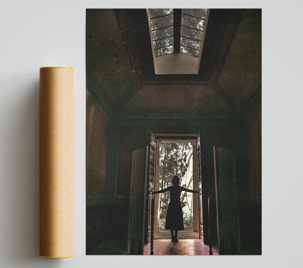 Crimson Doorway Silhouette Giclee Print