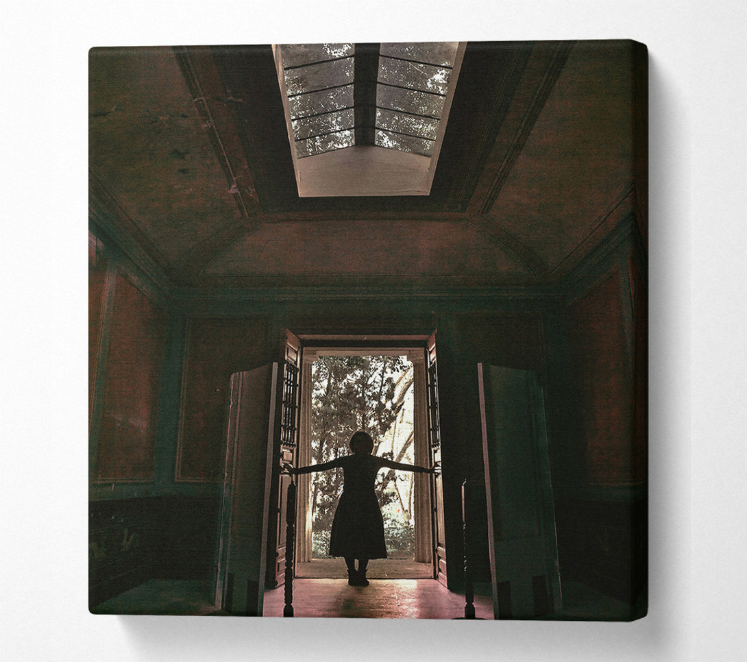  A Canvas Print of Crimson Doorway Silhouette Canvas Art