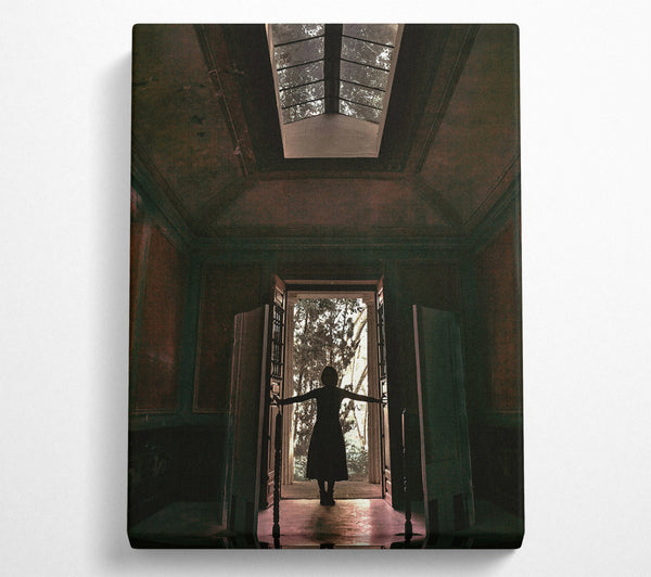  A Canvas Print of Crimson Doorway Silhouette Canvas Art
