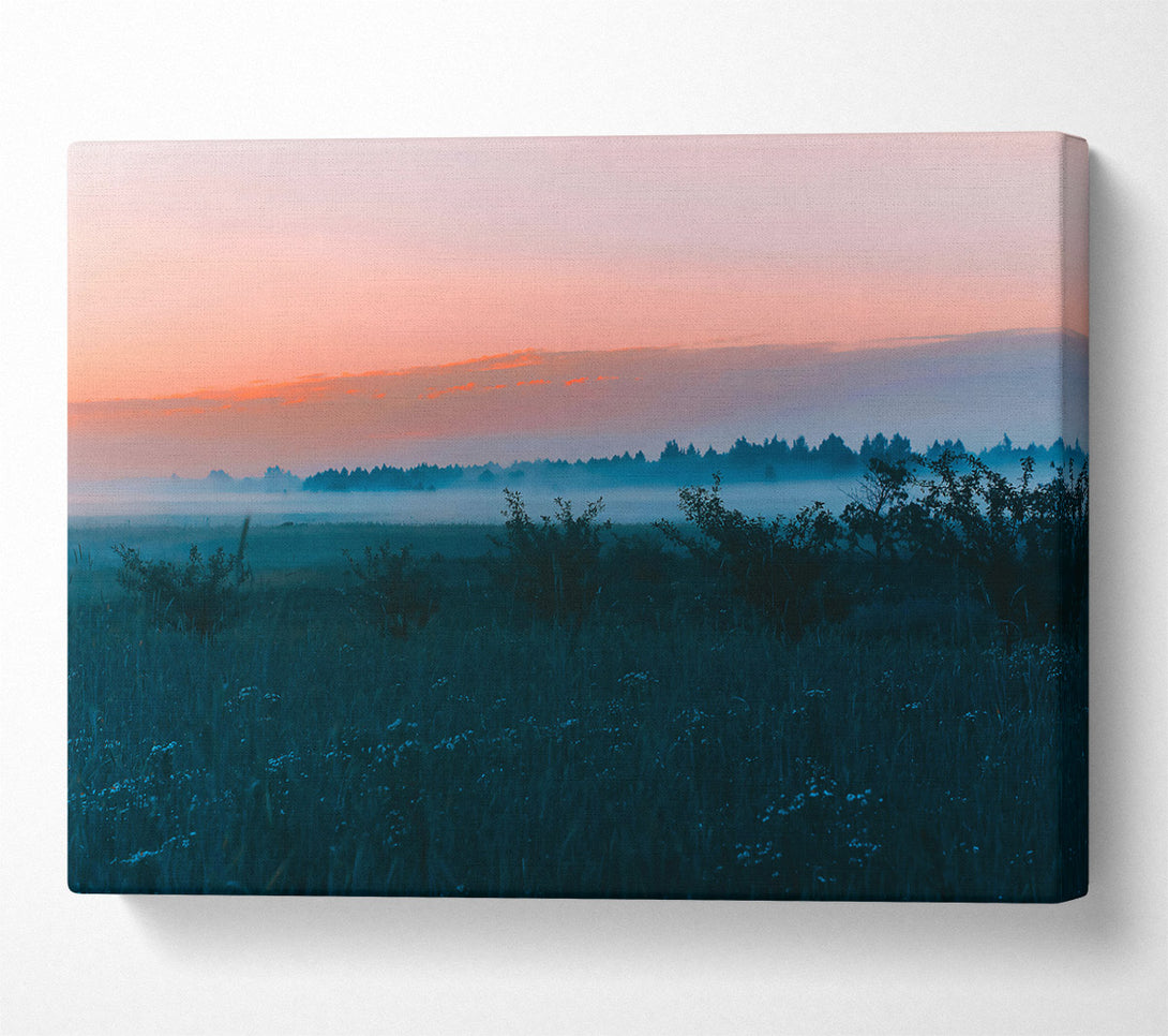  A Canvas Print of Teal Foggy Sunrise Canvas Print