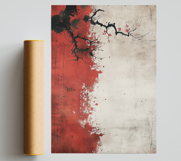 Crimson Branching Bloom Print