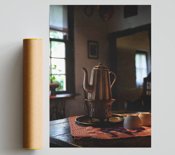 Brown Striped Tea Time Giclee Print