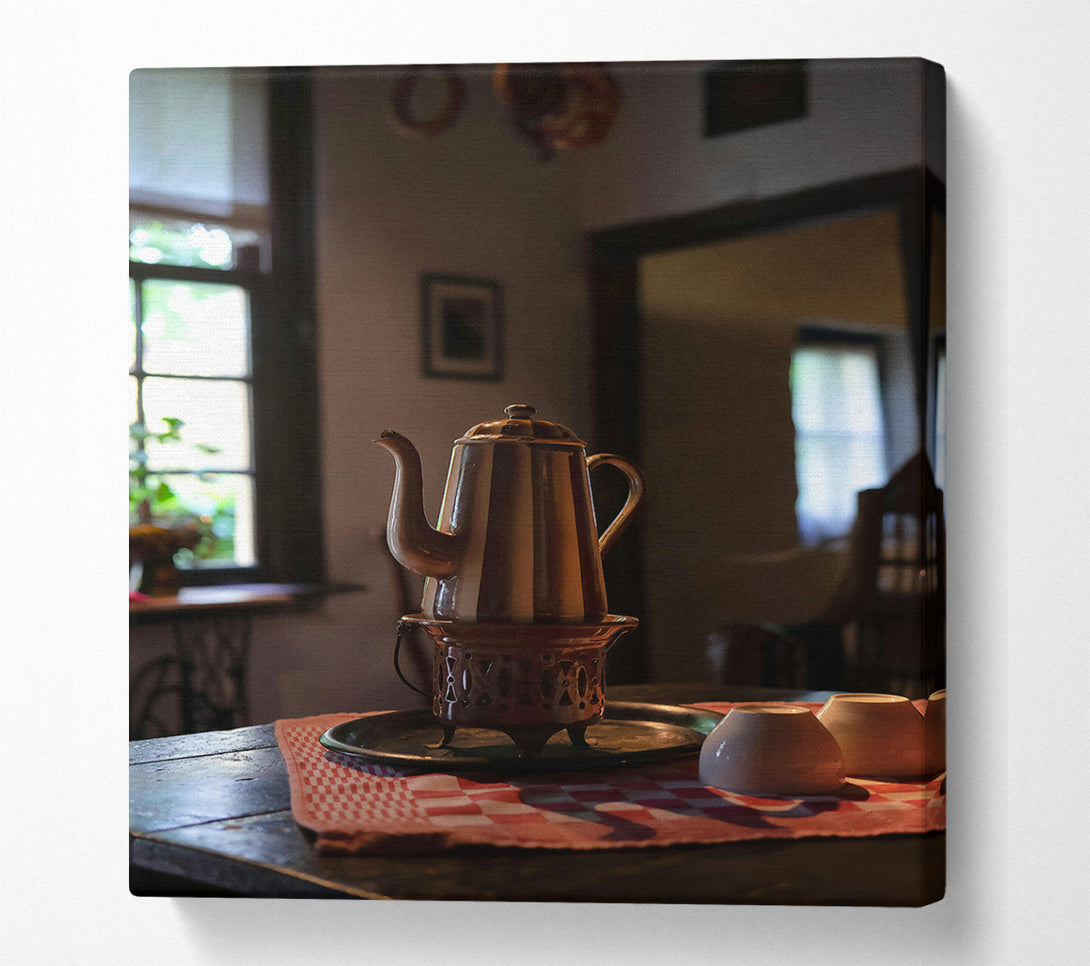  A Canvas Print of Brown Striped Tea Time Canvas Print