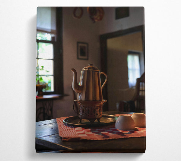 A Canvas Print of Brown Striped Tea Time Canvas Print