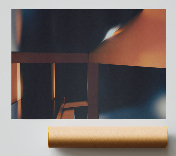 Copper Geometric Abstraction Poster