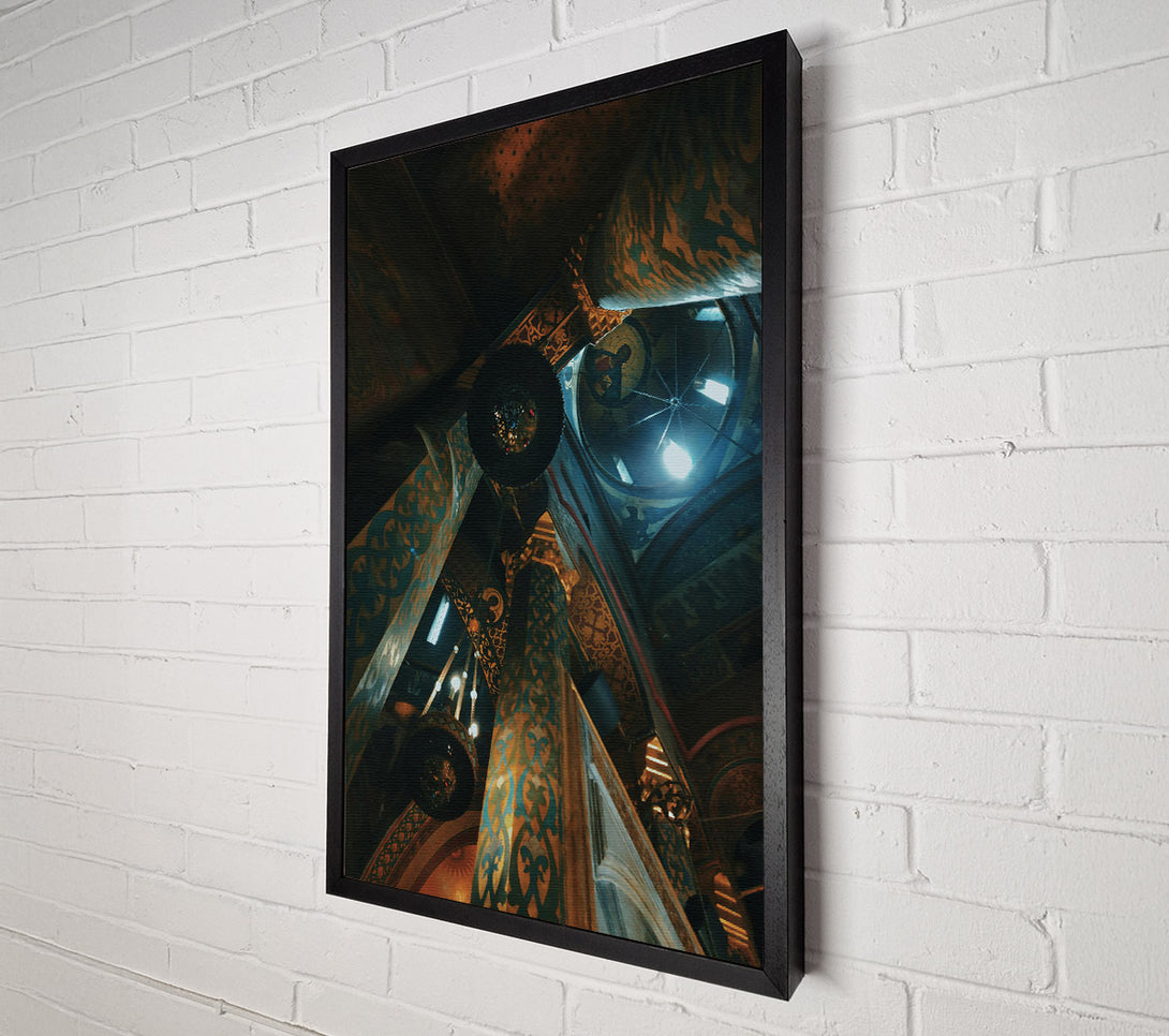  A Canvas Print of Golden Blue Pillars Canvas Wall Art