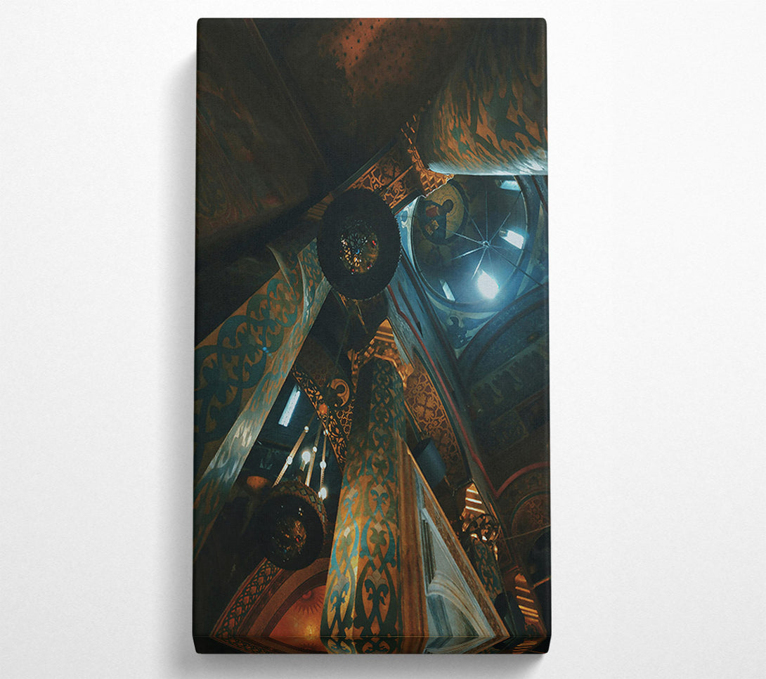  A Canvas Print of Golden Blue Pillars Canvas Wall Art