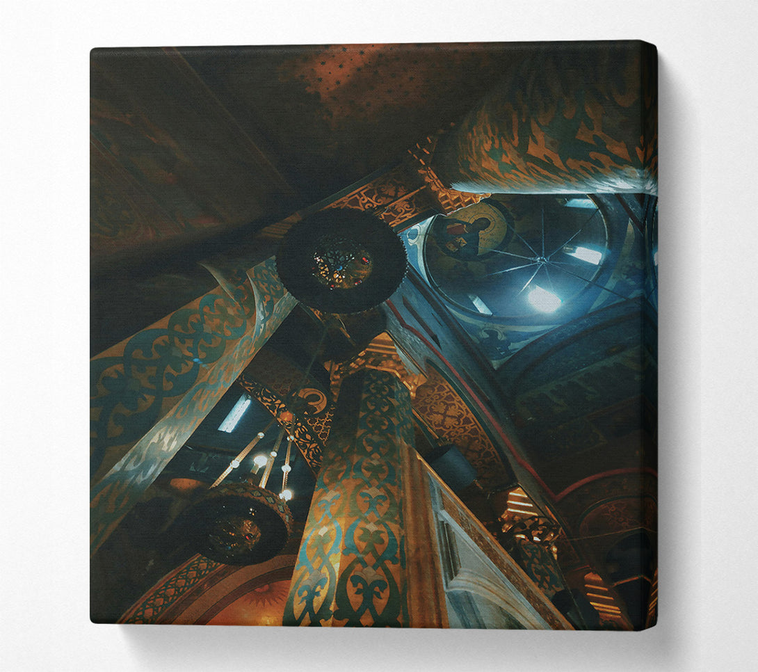  A Canvas Print of Golden Blue Pillars Canvas Wall Art