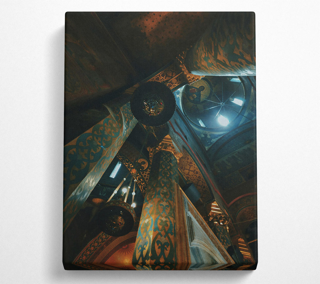  A Canvas Print of Golden Blue Pillars Canvas Wall Art