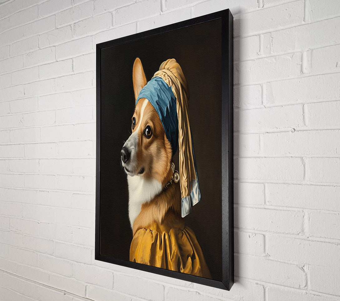  A Canvas Print of Corgi With The Pearl Earing Canvas Print