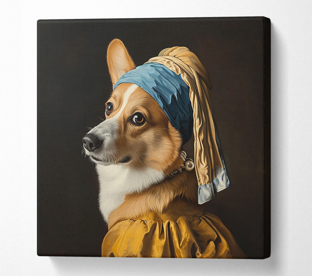  A Canvas Print of Corgi With The Pearl Earing Canvas Print