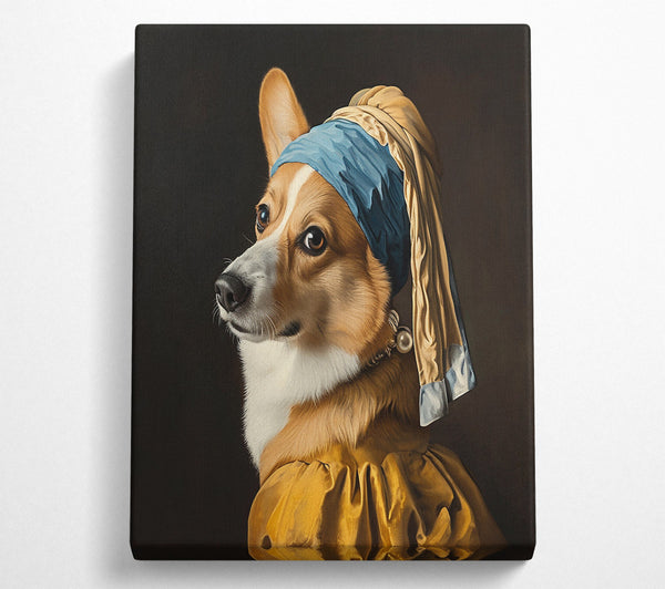  A Canvas Print of Corgi With The Pearl Earing Canvas Print