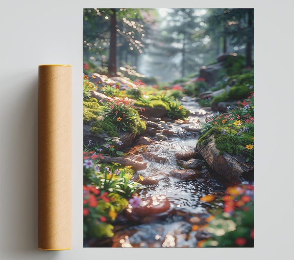 Golden Forest Stream Giclee Print