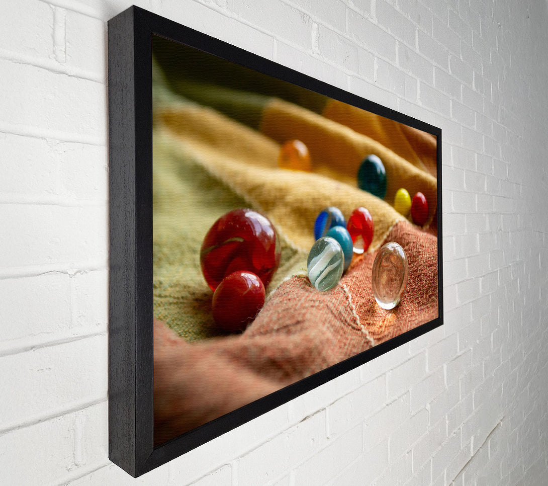  A Canvas Print of Clear Marbles On Fabric Canvas Print