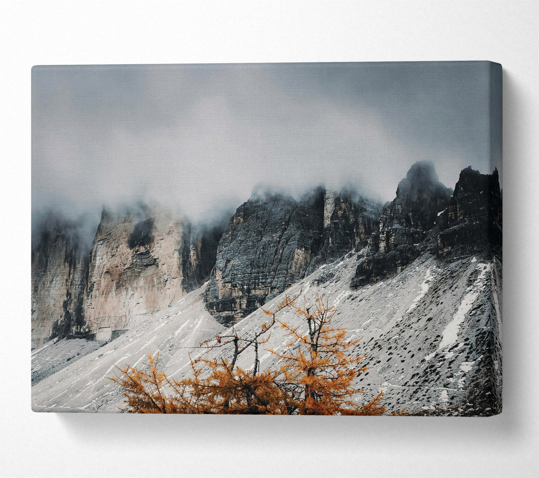  A Canvas Print of Grey Peaks In Mist Canvas Print