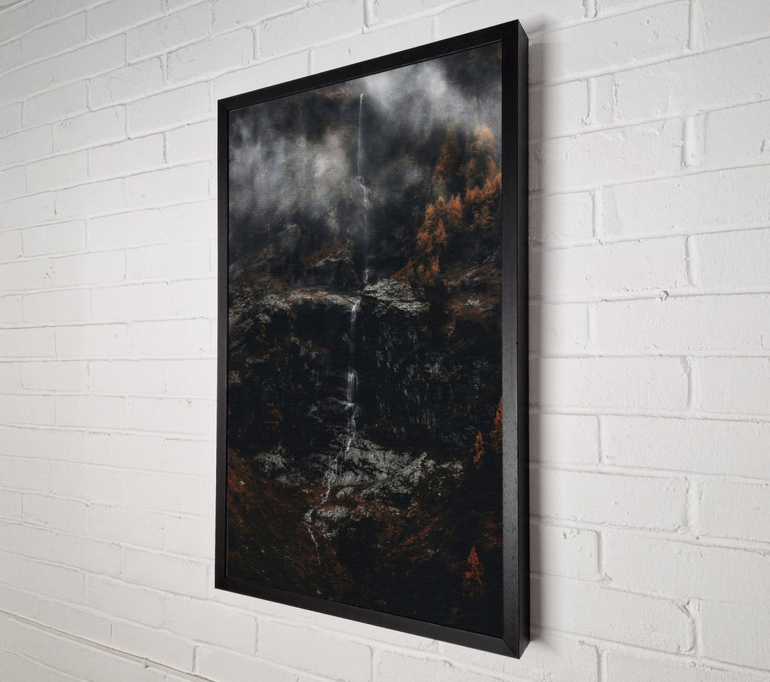 A Canvas Print of Grey Mountain Waterfall Canvas Art