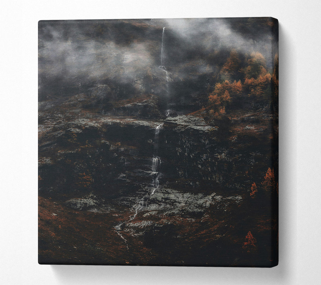  A Canvas Print of Grey Mountain Waterfall Canvas Art
