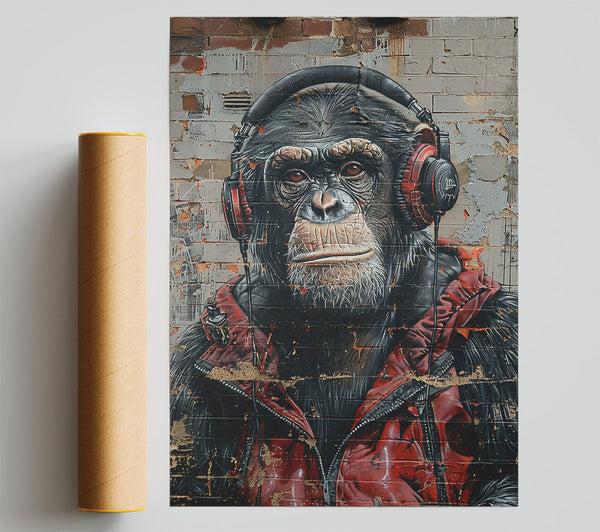 Red Brick Chimp Poster