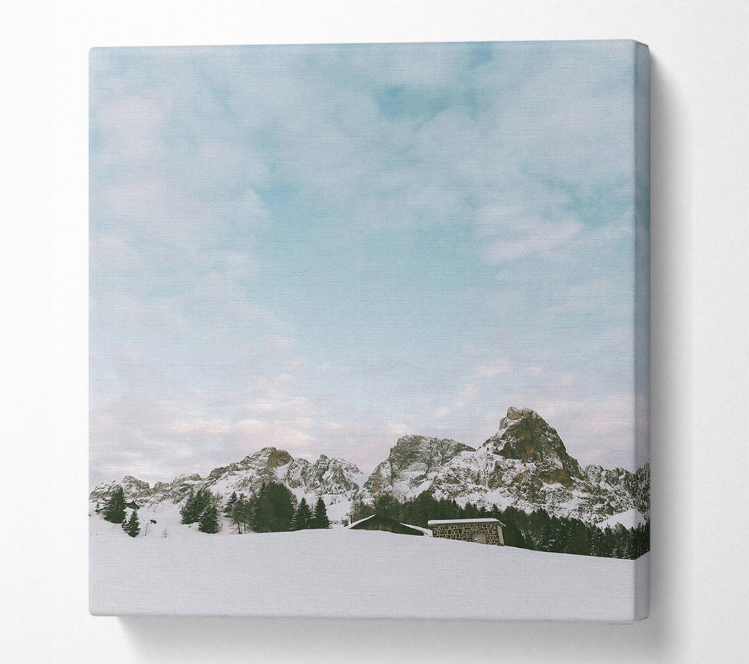  A Canvas Print of Blue Sky Mountain Retreat Canvas Art