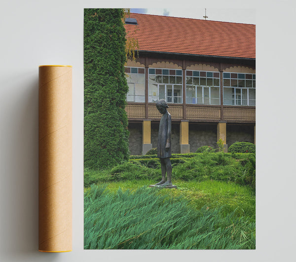 Green Girl'S Gaze Print